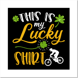 Mountain biking This is My Lucky Shirt St Patrick's Day Posters and Art